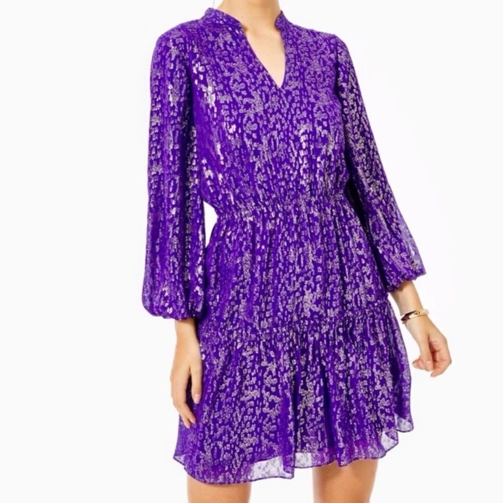 JOELLA SILK DRESS IN CONCORD PURPLE WILDSIDE